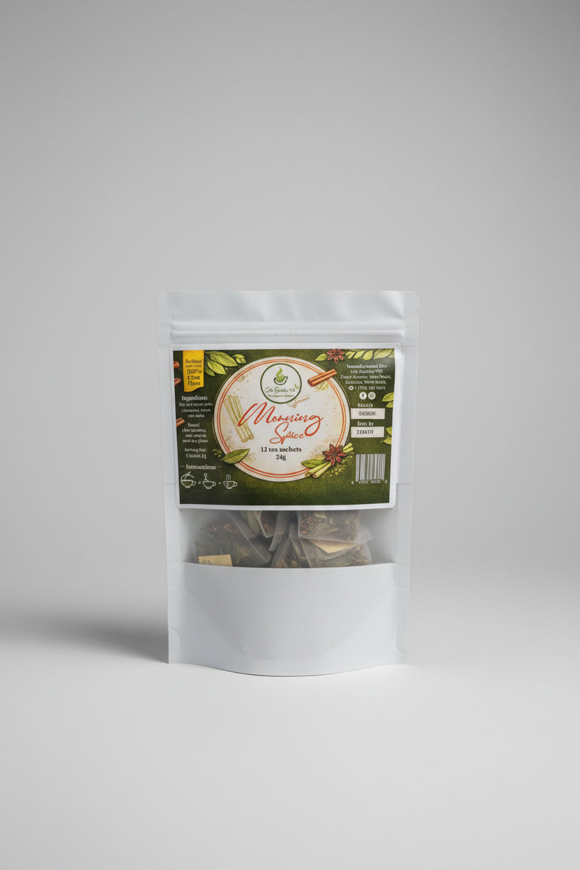 Tea Garden 758 Morning Spice Herbal Tea | Saint Lucian Spice Blend | 12 Tea Sachets 24g | Energy, Metabolism & Digestive Support