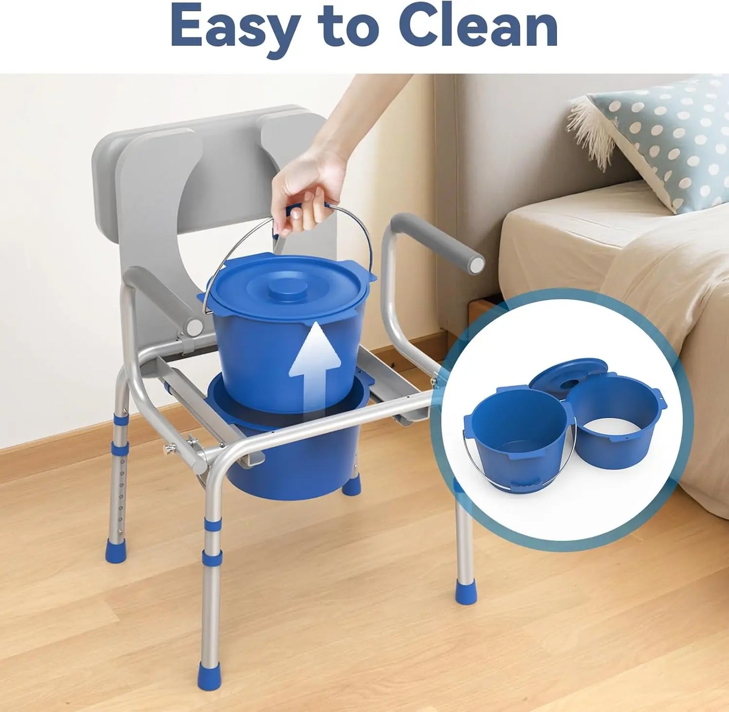 Drop-Arm Bedside Commode — Padded Seat, Adjustable, 500 lb Capacity