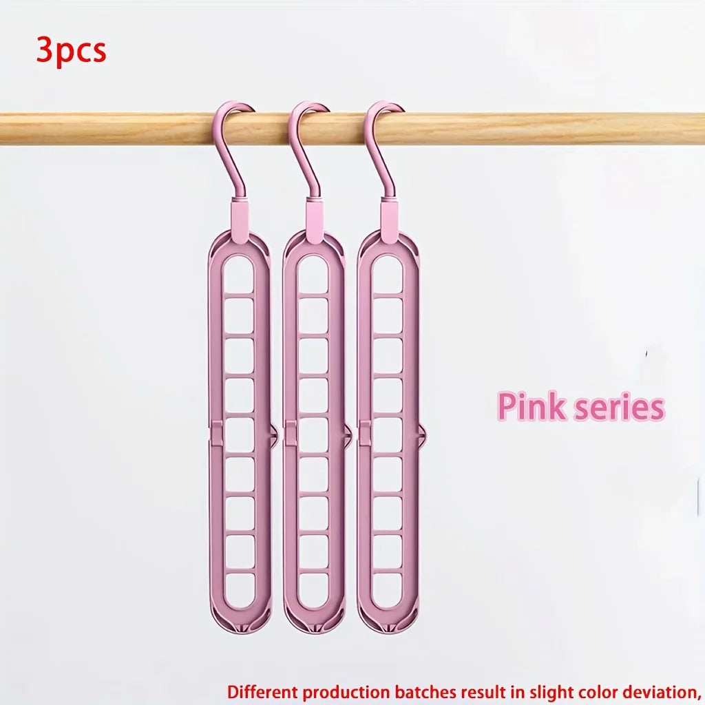 9-Hole Foldable Closet Hangers — Heavy-Duty, Space-Saving (Set of 3)
