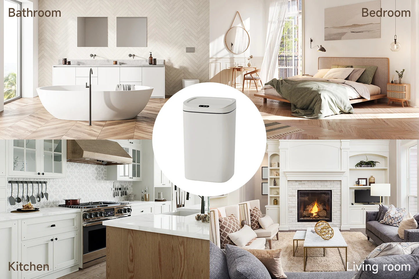 Smart Touchless Sensor Trash Can — Sealed Lid, Odor Prevention