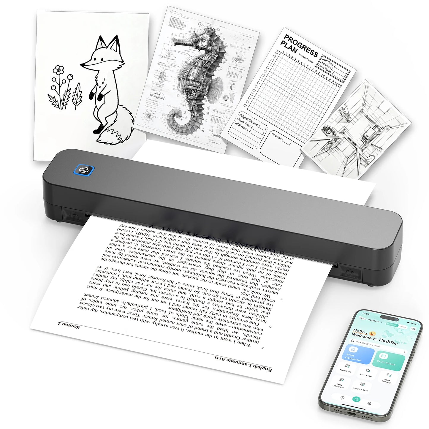 Mini Portable A4 Thermal Printer — Inkless HD for Photos & Documents