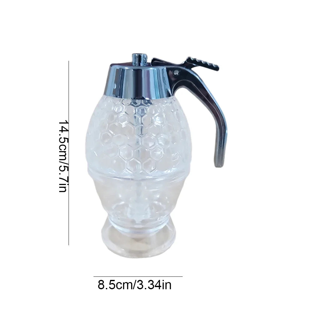 No-Drip Honey & Syrup Dispenser with Stand — Glass Jar Pourer