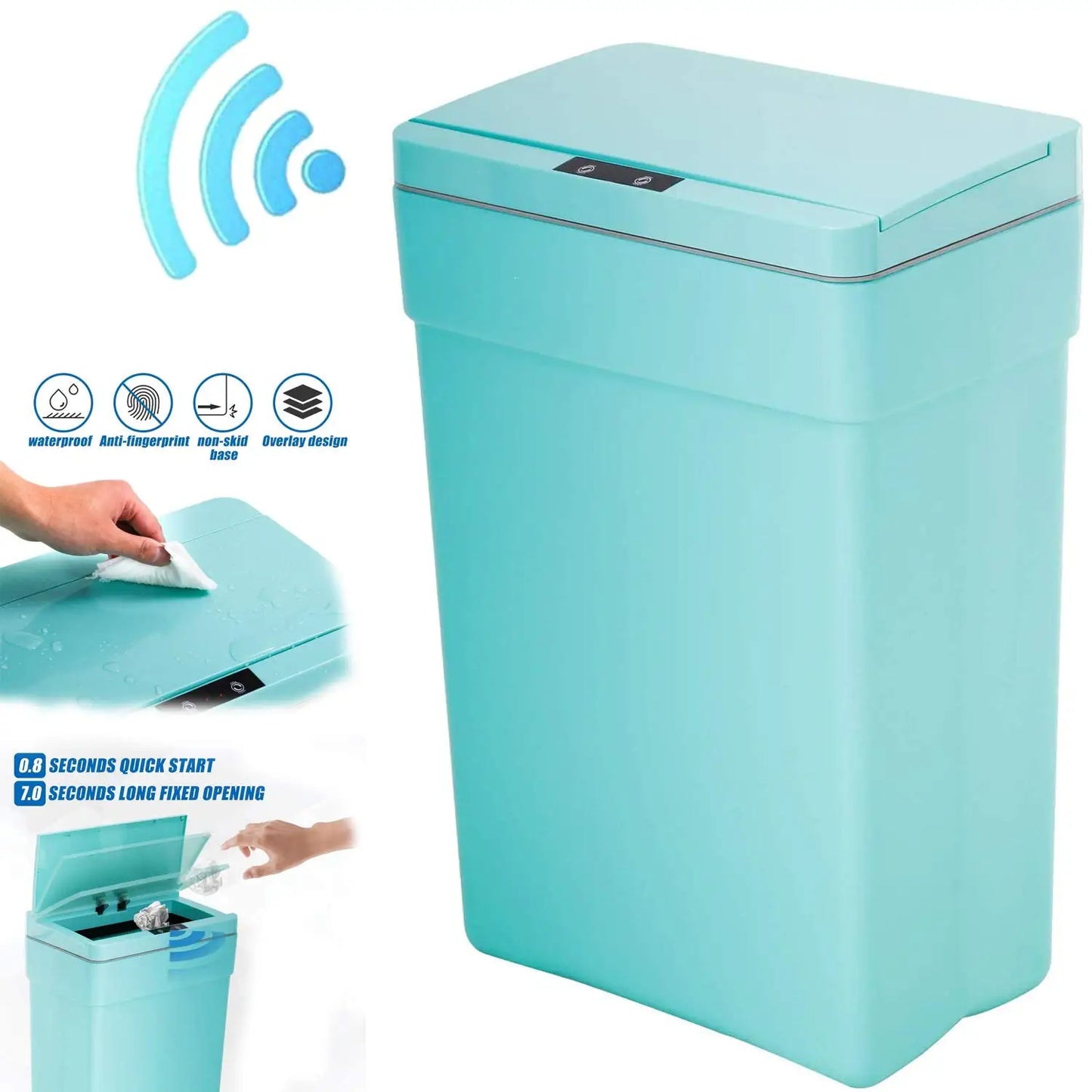13-Gallon Touch-Free Sensor Trash Can — 50L Kitchen Garbage Bin