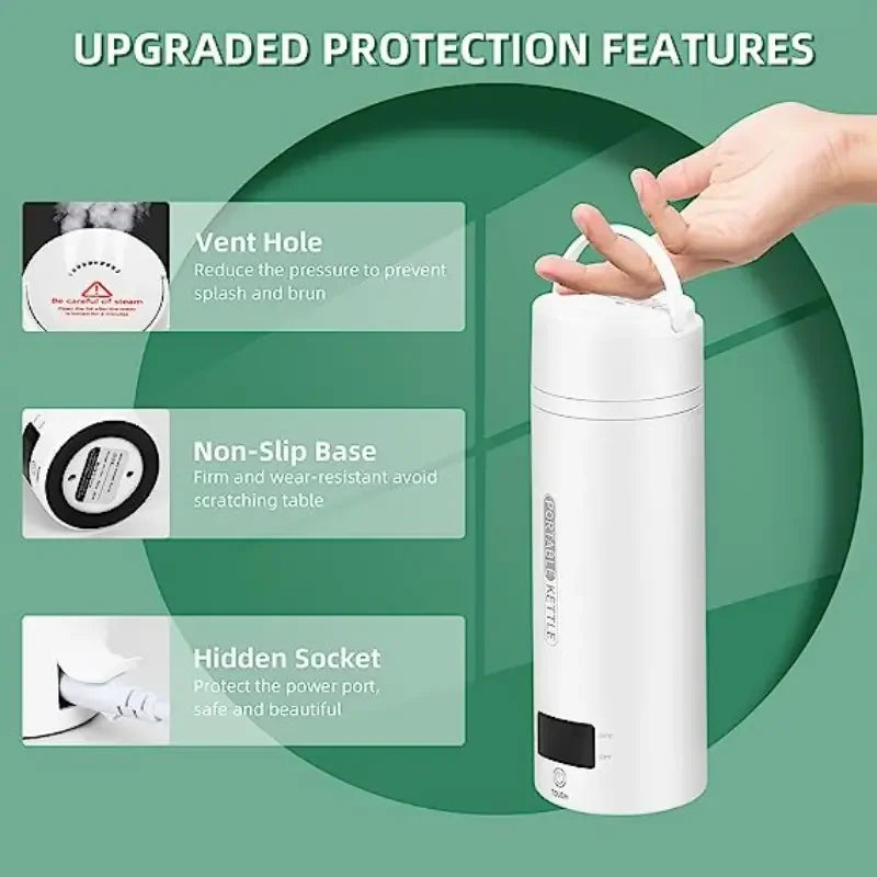 Mini Travel Electric Kettle — Stainless Steel with Auto Shut-Off