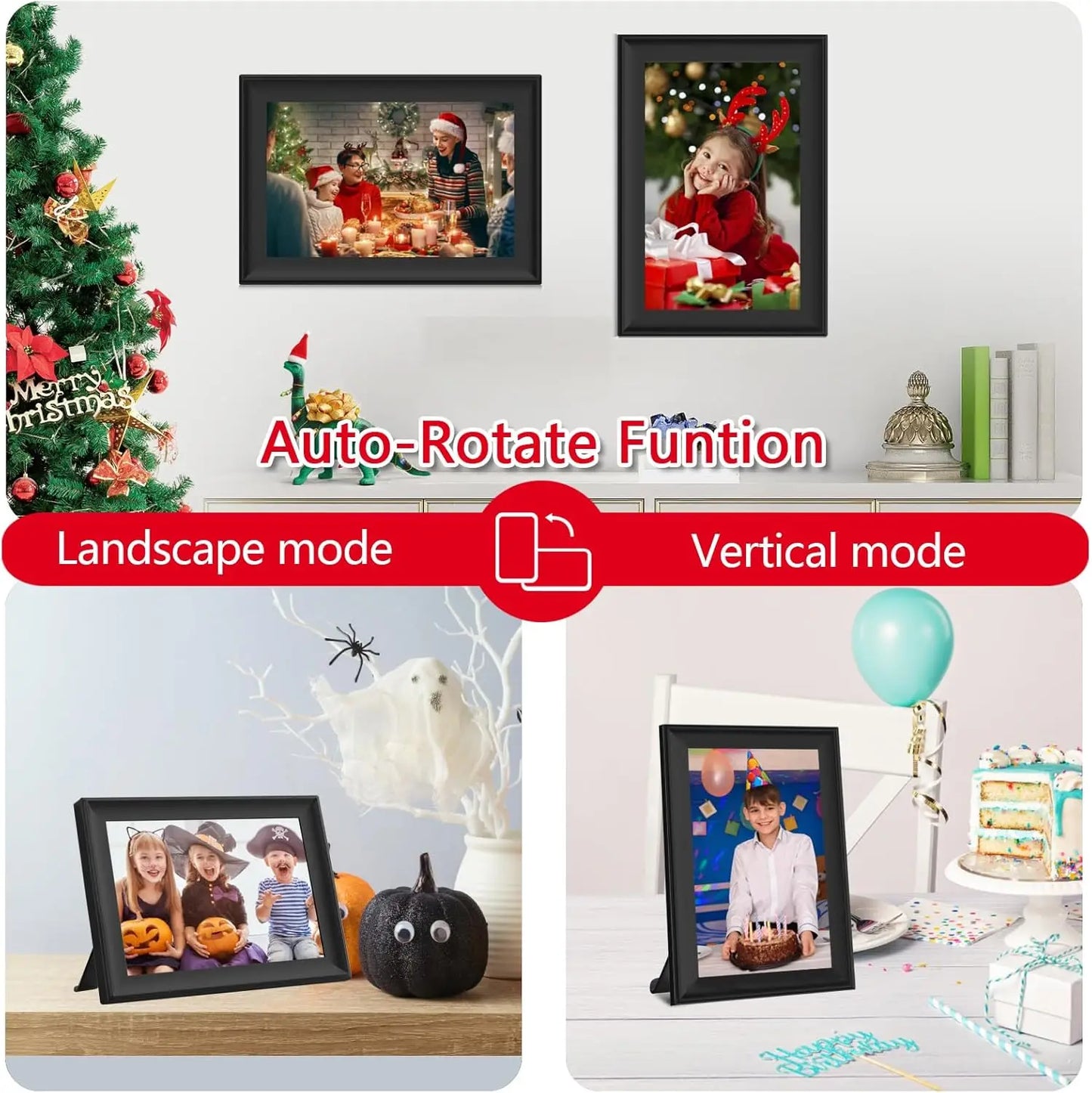 WiFi Digital Picture Frame — 10.1", 32GB, IPS Touch, Auto-Rotate