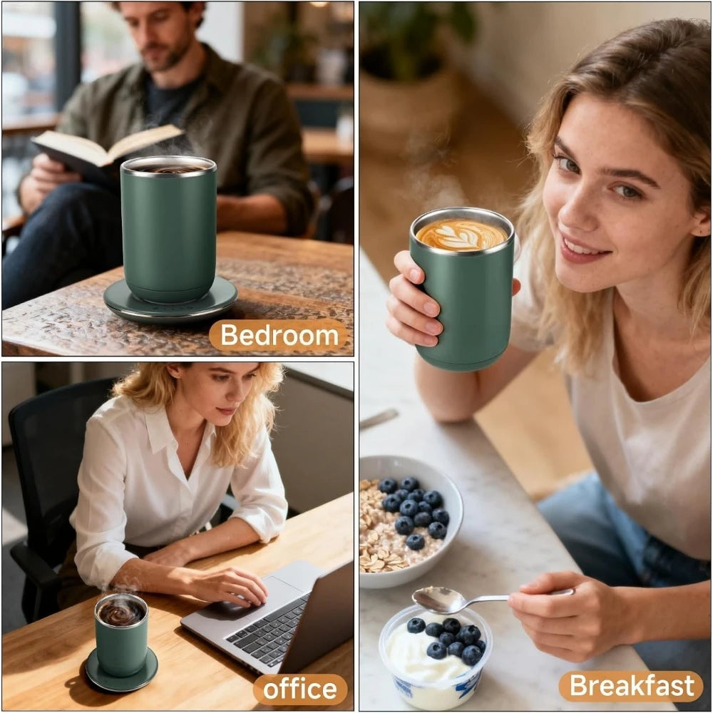 10oz Self-Stirring Heated Mug — Smart Temp Control, Auto Shut-Off