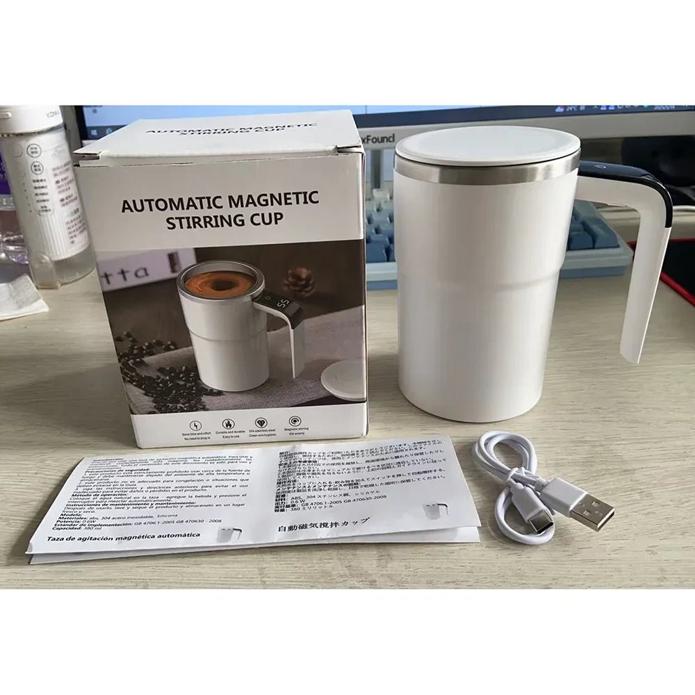 Self-Stirring Magnetic Coffee Mug — 380ml, Stainless Steel