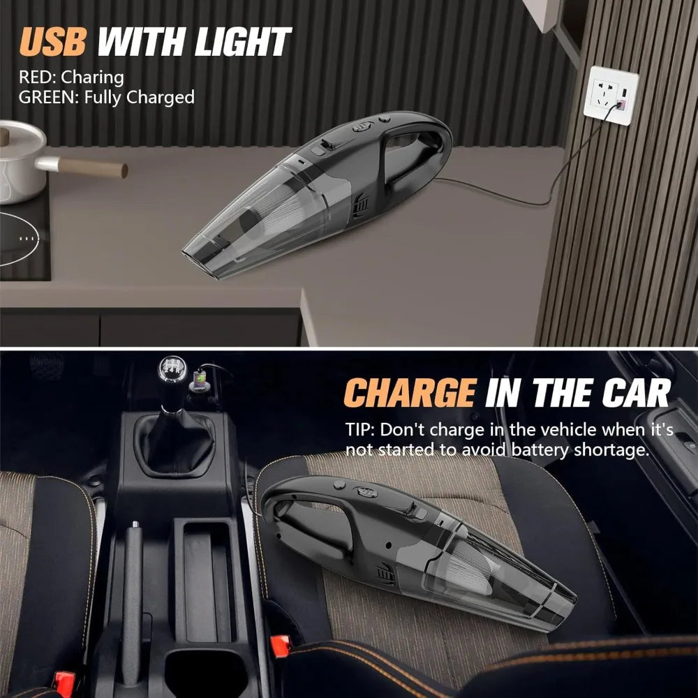 Mini Car Vacuum Cleaner with LED Light