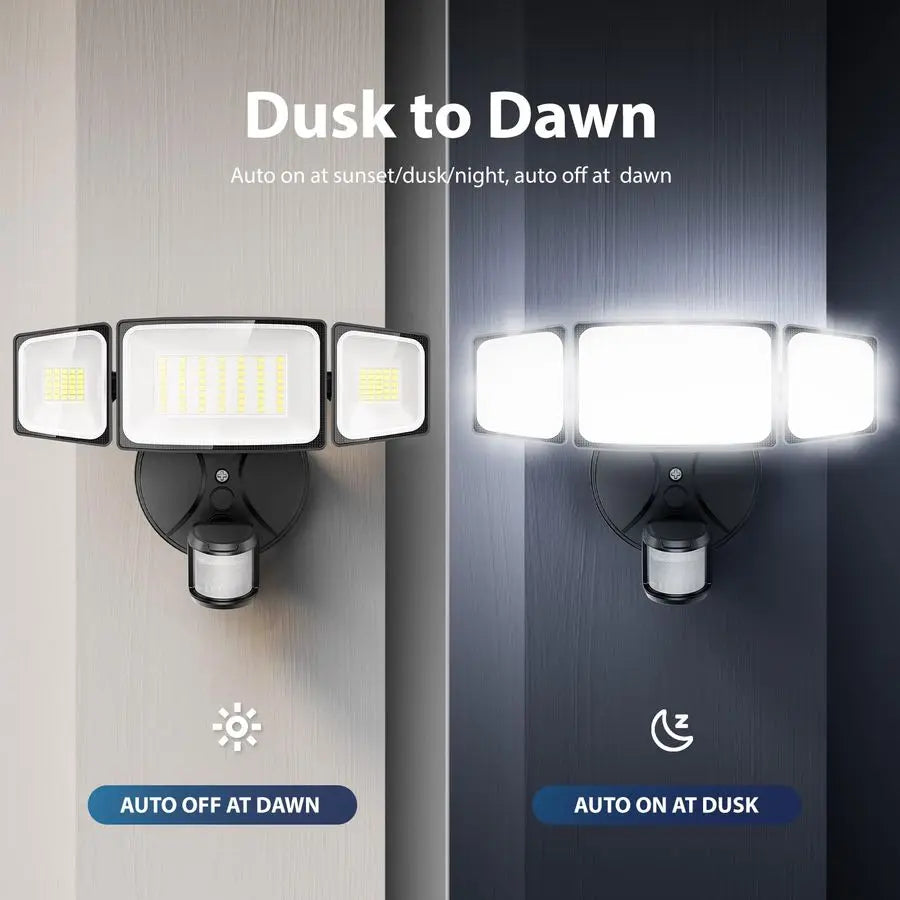 75W LED Motion Sensor Flood Lights — 7000LM Waterproof (2-Pack)