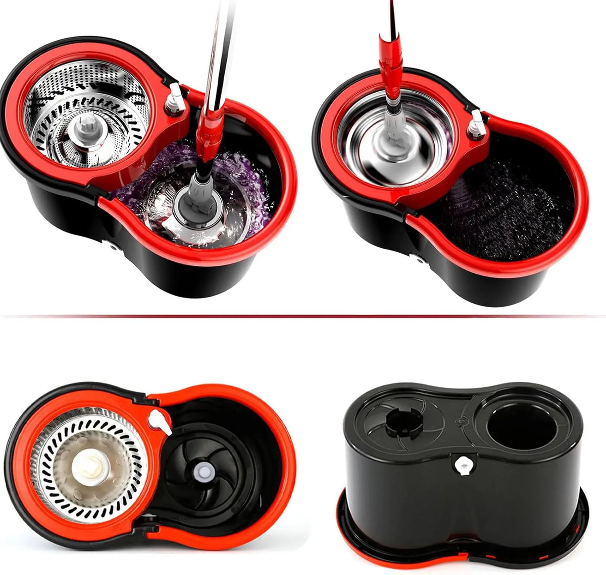 360° Spin Mop & Bucket Set — Self-Wringing, 3 Microfiber Heads