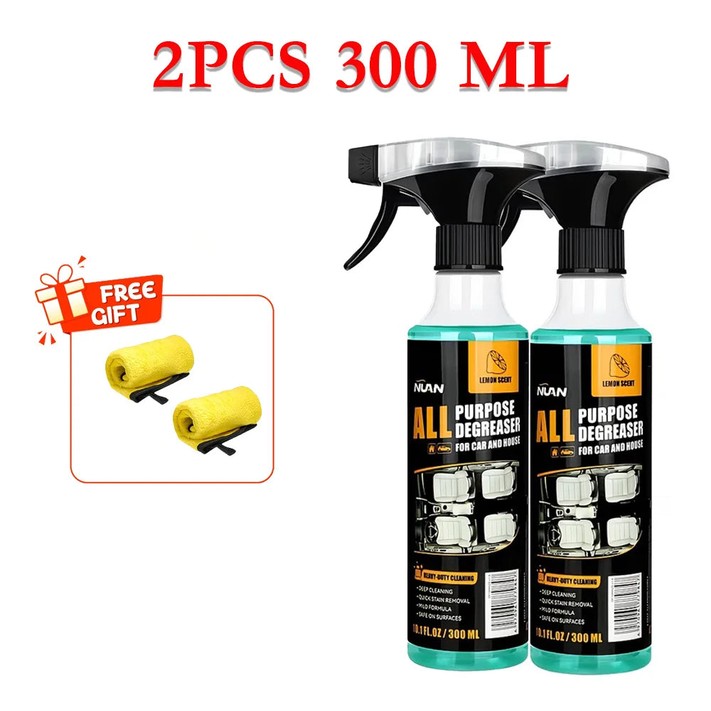 Waterless Car Interior Cleaner Spray with Leather Flannel Towel, Multipurpose Stain Remover for Dashboard, Seats, and Upholstery
