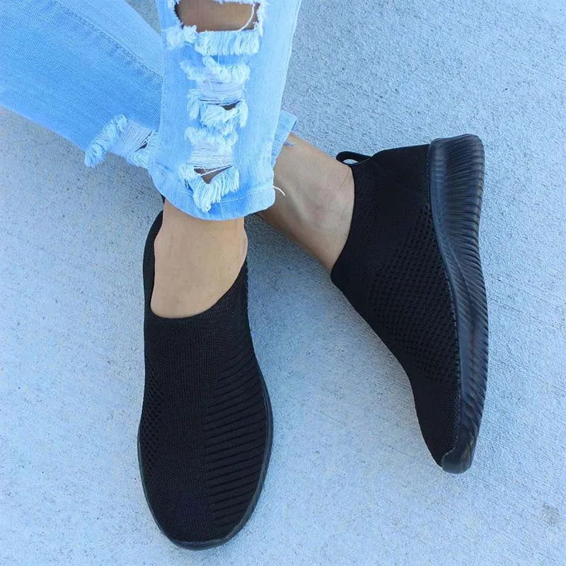 2024 New Trainers Breathable Women Sneakers Slip On Sock Woman Shoes Ladies Flat Shoes - Kart It Up   -  