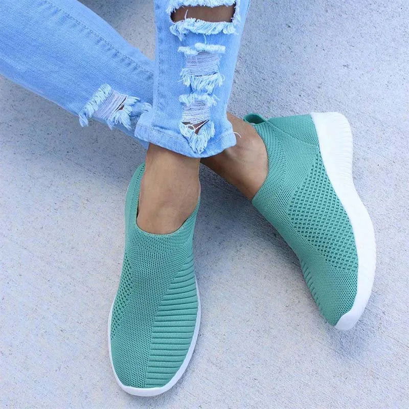 2024 New Trainers Breathable Women Sneakers Slip On Sock Woman Shoes Ladies Flat Shoes - Kart It Up   -  