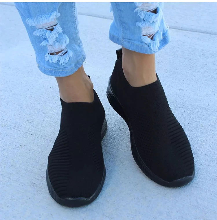 2024 New Trainers Breathable Women Sneakers Slip On Sock Woman Shoes Ladies Flat Shoes - Kart It Up   -  