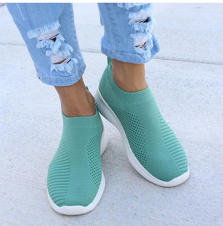 2024 New Trainers Breathable Women Sneakers Slip On Sock Woman Shoes Ladies Flat Shoes - Kart It Up   -  
