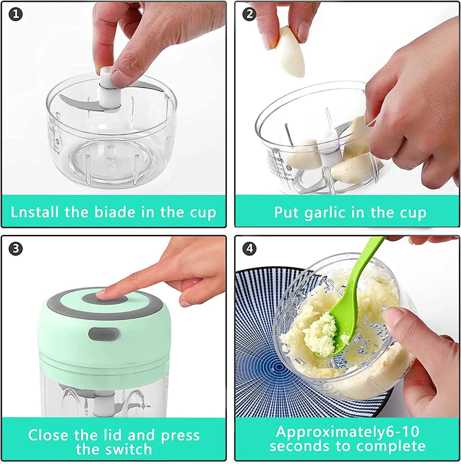 100/250mL Mini Electric Garlic Chopper - Kart It Up   - 100/250mL Mini Electric Garlic Chopper - Kart It Up   - 100/250mL Mini Electric Garlic Chopper - Kart It Up  - 100/250mL Mini Electric Garlic Chopper - Kart It Up  -  