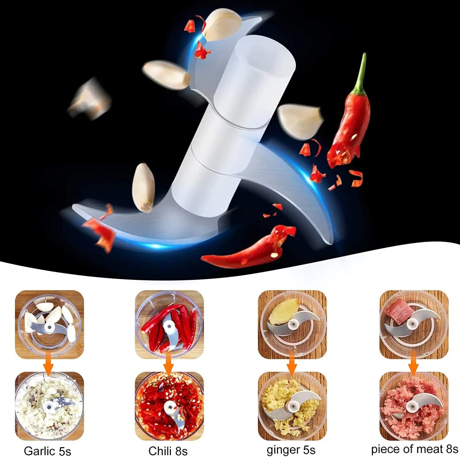 100/250mL Mini Electric Garlic Chopper - Kart It Up   - 100/250mL Mini Electric Garlic Chopper - Kart It Up   - 100/250mL Mini Electric Garlic Chopper - Kart It Up  - 100/250mL Mini Electric Garlic Chopper - Kart It Up  -  