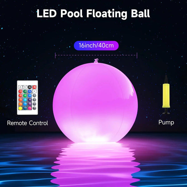 2PCS Floating Pool Lights,40" Outdoor Pool Ball Lights, 16 Color Changing LED Night Lights - Kart It Up   -  