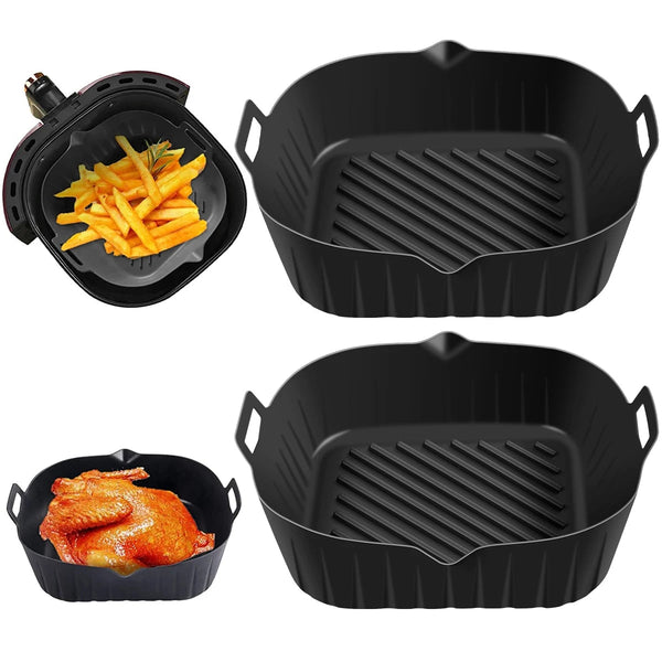 2Pcs Air Fryer Silicone Pot with Handle Reusable Air Fryer Liner - Kart It Up   -  