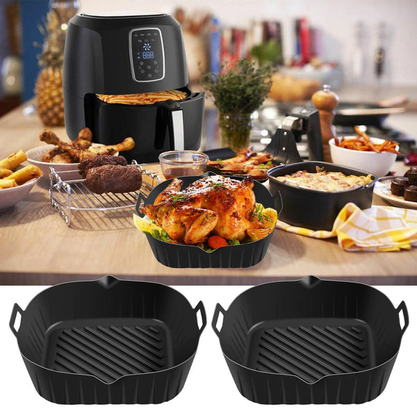 2Pcs Air Fryer Silicone Pot with Handle Reusable Air Fryer Liner - Kart It Up   -  
