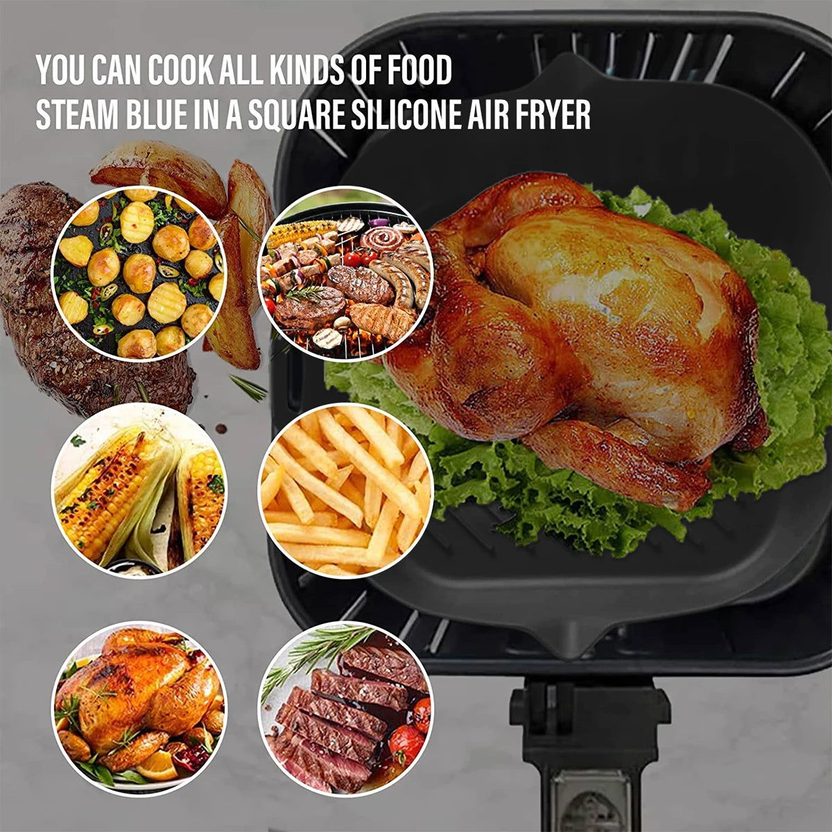 2Pcs Air Fryer Silicone Pot with Handle Reusable Air Fryer Liner - Kart It Up   -  