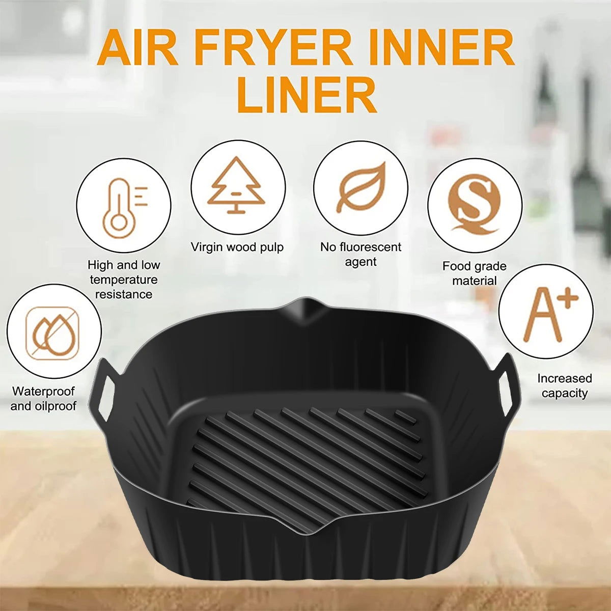 2Pcs Air Fryer Silicone Pot with Handle Reusable Air Fryer Liner - Kart It Up   -  