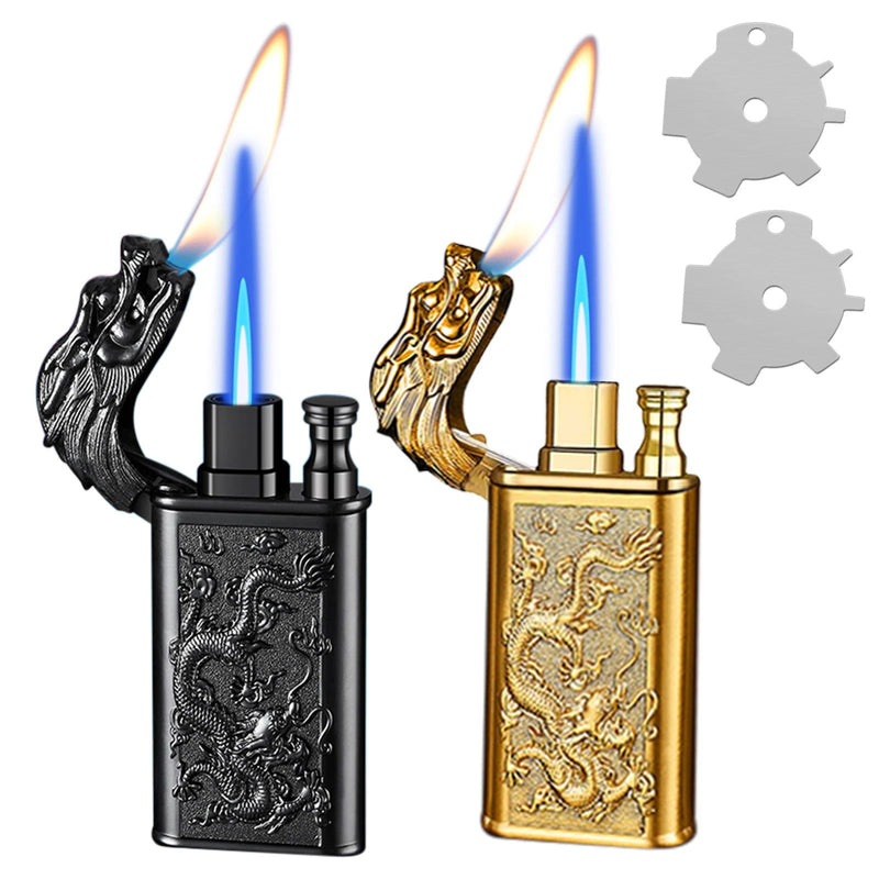 2 Pack Cool Dragon Design Magic Dual Flame Torch Lighter - Kart It Up   - 41280611713111 