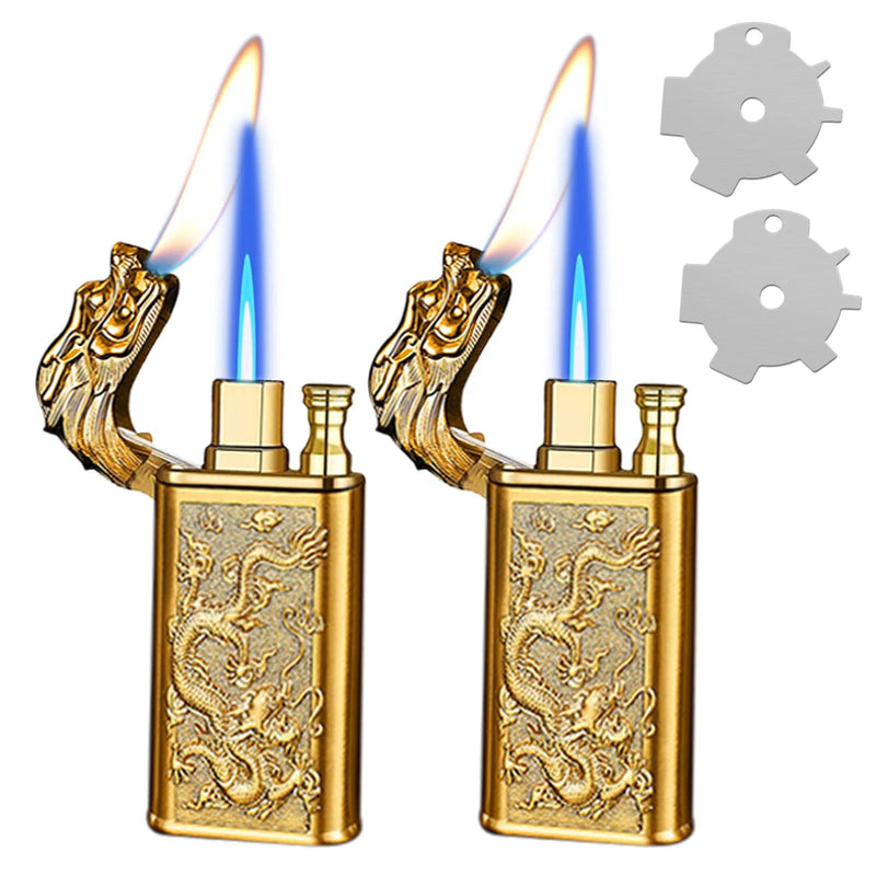 2 Pack Cool Dragon Design Magic Dual Flame Torch Lighter - Kart It Up   - 41280611745879 