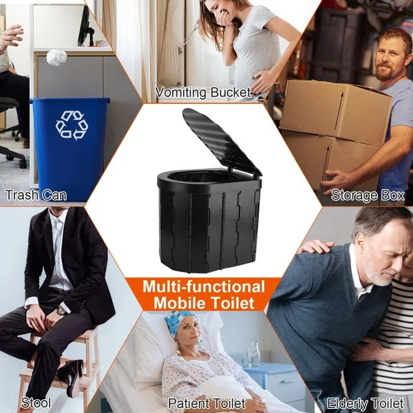 Foldable Portable Toilet Travel Camping Commode with Lid