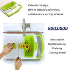3 in 1 Kitchen Multifunction Sink Strainer Plastic Cutting Board Storage Basket Over Chopping with Containers Retractable Drain - Kart It Up   -  