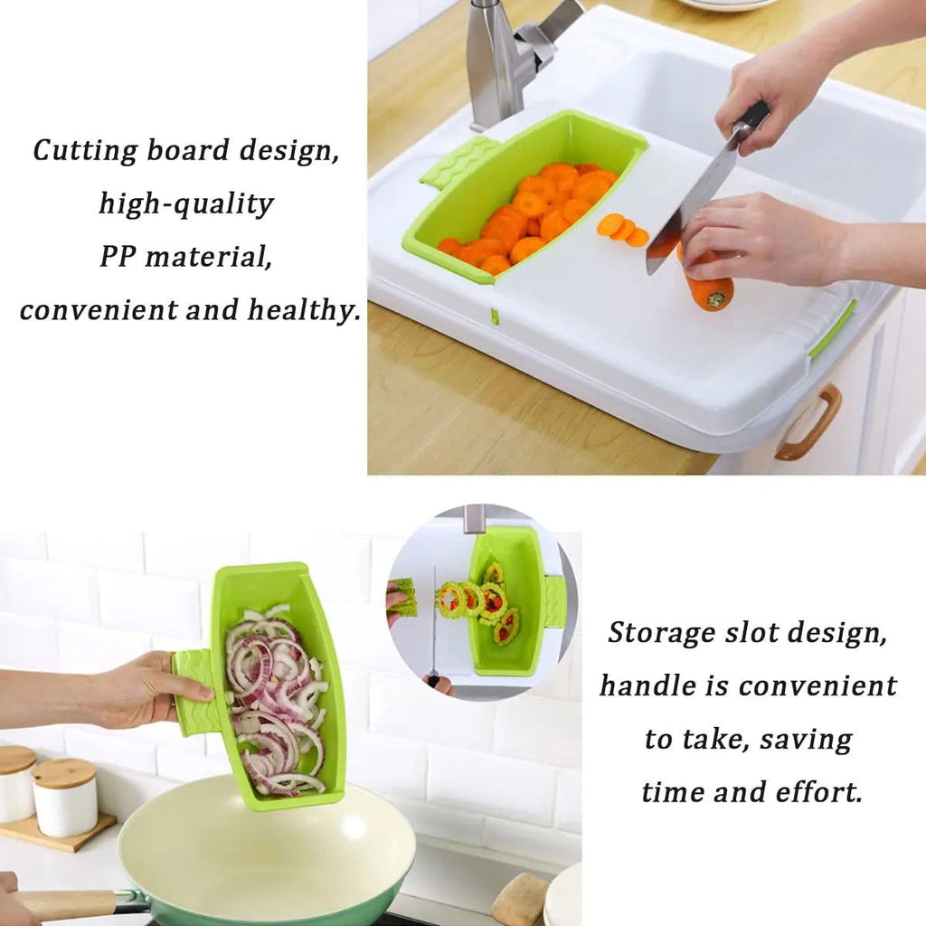 3 in 1 Kitchen Multifunction Sink Strainer Plastic Cutting Board Storage Basket Over Chopping with Containers Retractable Drain - Kart It Up   -  