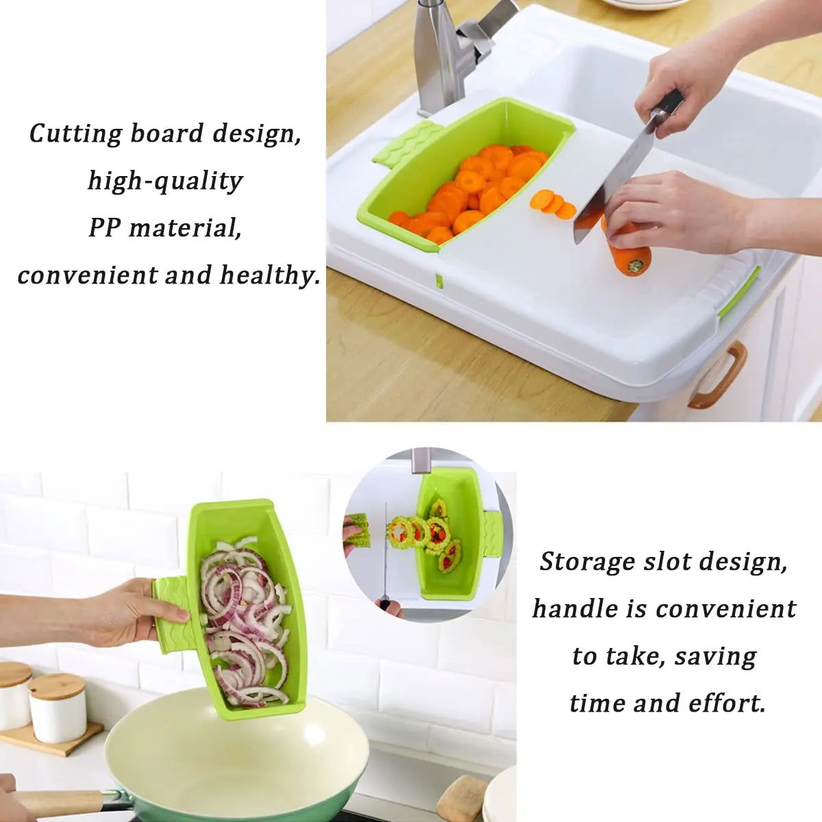 3 in 1 Kitchen Multifunction Sink Strainer Plastic Cutting Board Storage Basket Over Chopping with Containers Retractable Drain - Kart It Up   -  