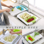 3 in 1 Kitchen Multifunction Sink Strainer Plastic Cutting Board Storage Basket Over Chopping with Containers Retractable Drain - Kart It Up   -  