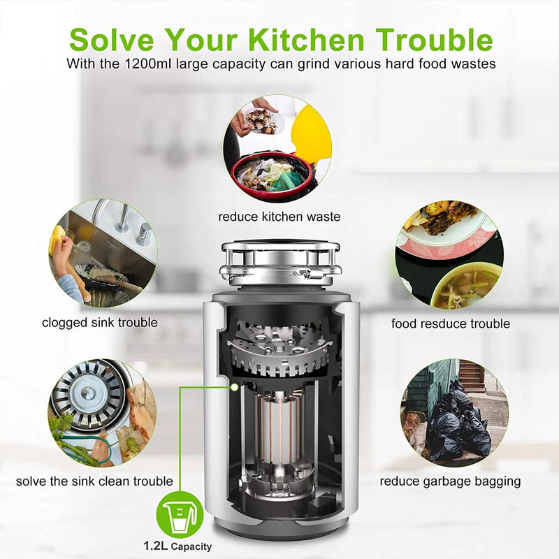 560W Food Waste Disposer 1200ml Capacity Food Crusher - Kart It Up   - 560W Food Waste Disposer 1200ml Capacity Food Crusher - Kart It Up   - 560W Food Waste Disposer 1200ml Capacity Food Crusher - Kart It Up   - 560W Food Waste Disposer 1200ml Capacity Food Crusher - Kart It Up   - 560W Food Waste Disposer 1200ml Capacity Food Crusher - Kart It Up  - 560W Food Waste Disposer 1200ml Capacity Food Crusher - Kart It Up  -  -  