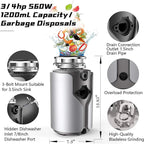 560W Food Waste Disposer 1200ml Capacity Food Crusher - Kart It Up   - 560W Food Waste Disposer 1200ml Capacity Food Crusher - Kart It Up   - 560W Food Waste Disposer 1200ml Capacity Food Crusher - Kart It Up  - 560W Food Waste Disposer 1200ml Capacity Food Crusher - Kart It Up  -  