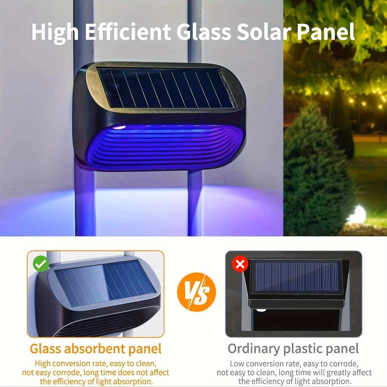 Solar Wall & Fence Lights — Warm White + RGB, Waterproof Outdoor Decor