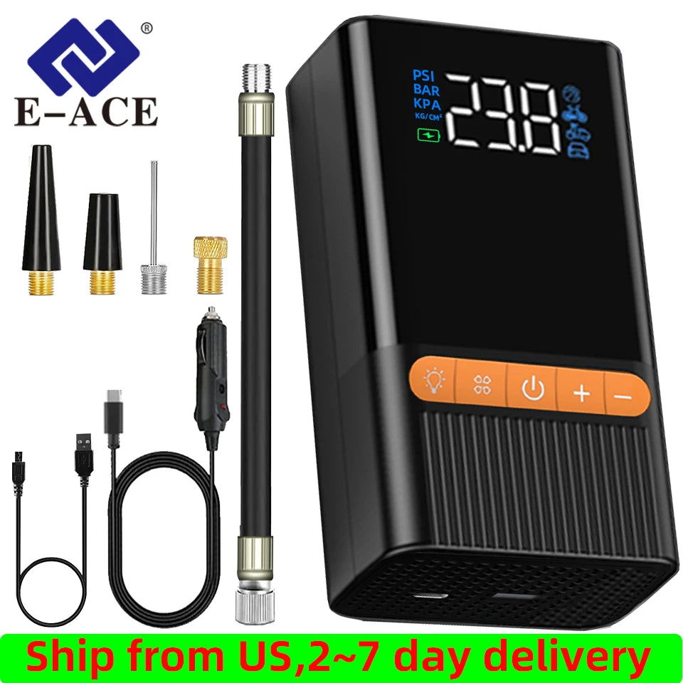 E-ACE Air Pump Inflator Portable Electric Wireless Mini Air Compressor - Kart It Up   -  