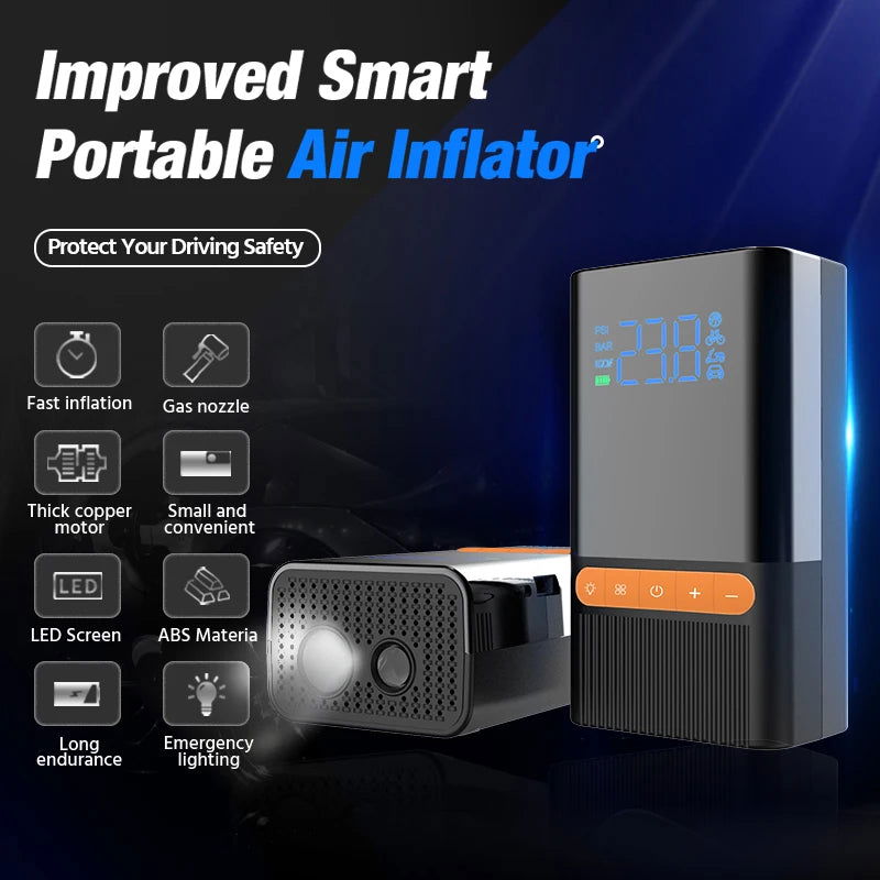 E-ACE Air Pump Inflator Portable Electric Wireless Mini Air Compressor - Kart It Up   -  