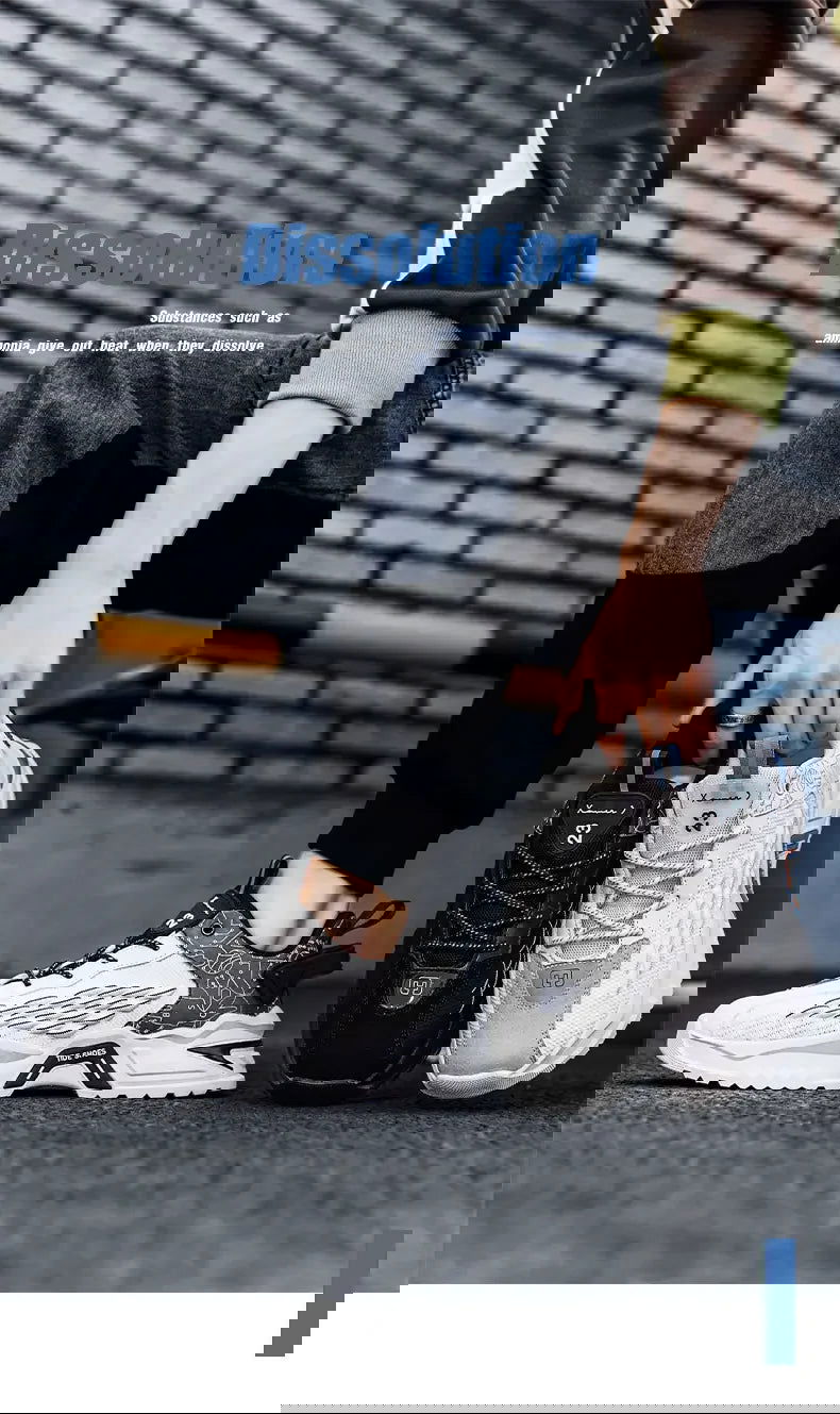 Fashion Outdoor Jogging Sports Shoes Mesh Breathable Cushioning Black Basket Running Shoes for Men - Kart It Up   -  