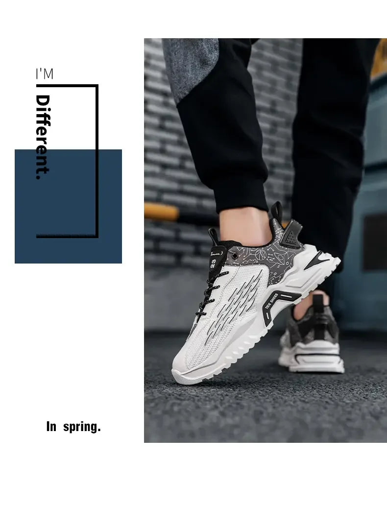 Fashion Outdoor Jogging Sports Shoes Mesh Breathable Cushioning Black Basket Running Shoes for Men - Kart It Up   -  