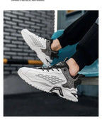 Fashion Outdoor Jogging Sports Shoes Mesh Breathable Cushioning Black Basket Running Shoes for Men - Kart It Up   -  