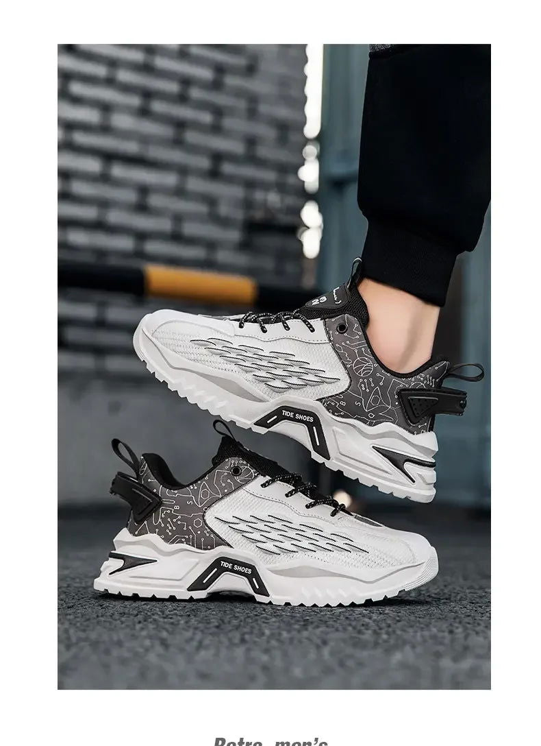 Fashion Outdoor Jogging Sports Shoes Mesh Breathable Cushioning Black Basket Running Shoes for Men - Kart It Up   -  