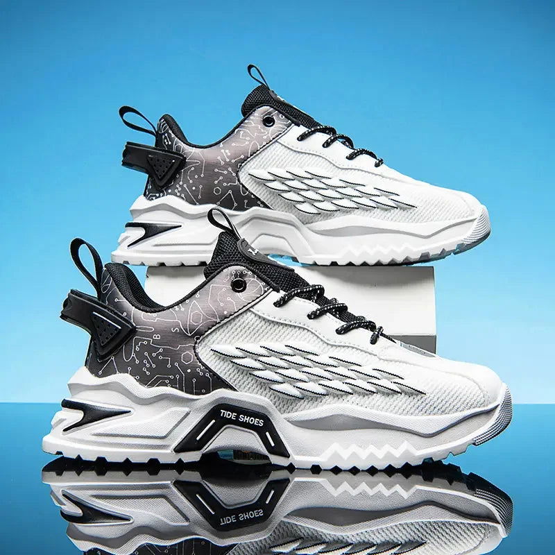 Fashion Outdoor Jogging Sports Shoes Mesh Breathable Cushioning Black Basket Running Shoes for Men - Kart It Up   -  