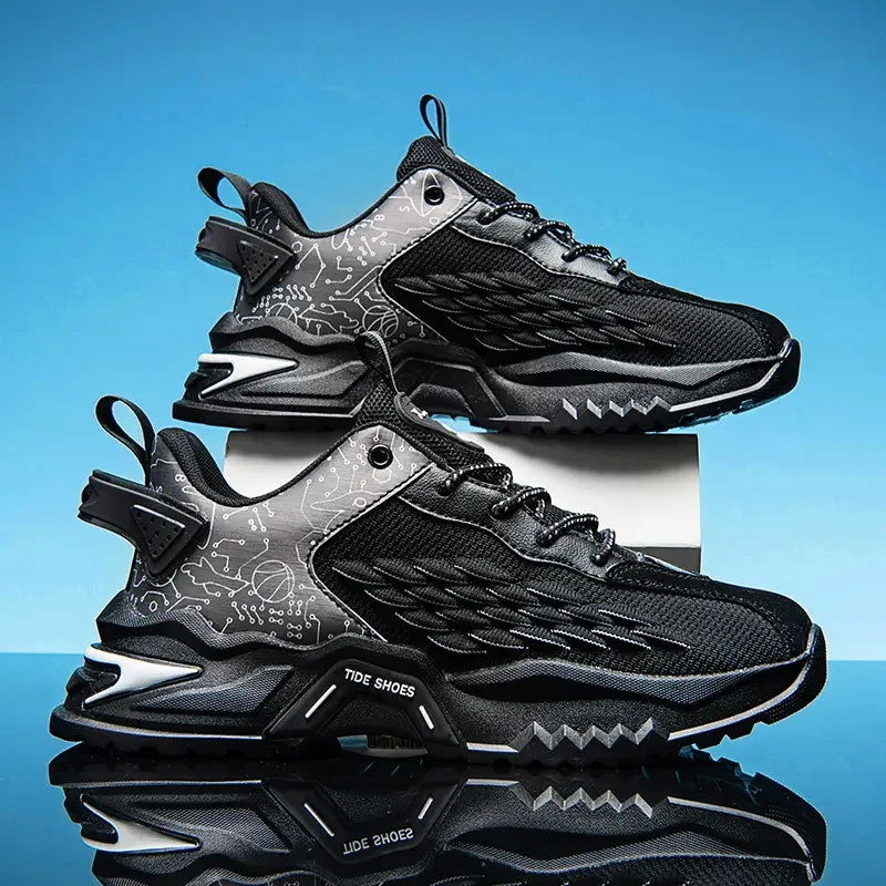 Fashion Outdoor Jogging Sports Shoes Mesh Breathable Cushioning Black Basket Running Shoes for Men - Kart It Up   -  