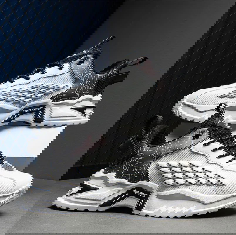 Fashion Outdoor Jogging Sports Shoes Mesh Breathable Cushioning Black Basket Running Shoes for Men - Kart It Up   -  