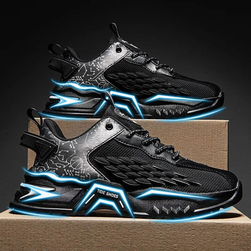 Fashion Outdoor Jogging Sports Shoes Mesh Breathable Cushioning Black Basket Running Shoes for Men - Kart It Up   -  