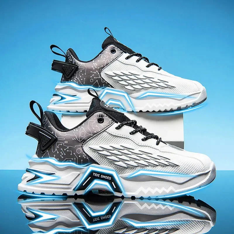 Fashion Outdoor Jogging Sports Shoes Mesh Breathable Cushioning Black Basket Running Shoes for Men - Kart It Up   -  