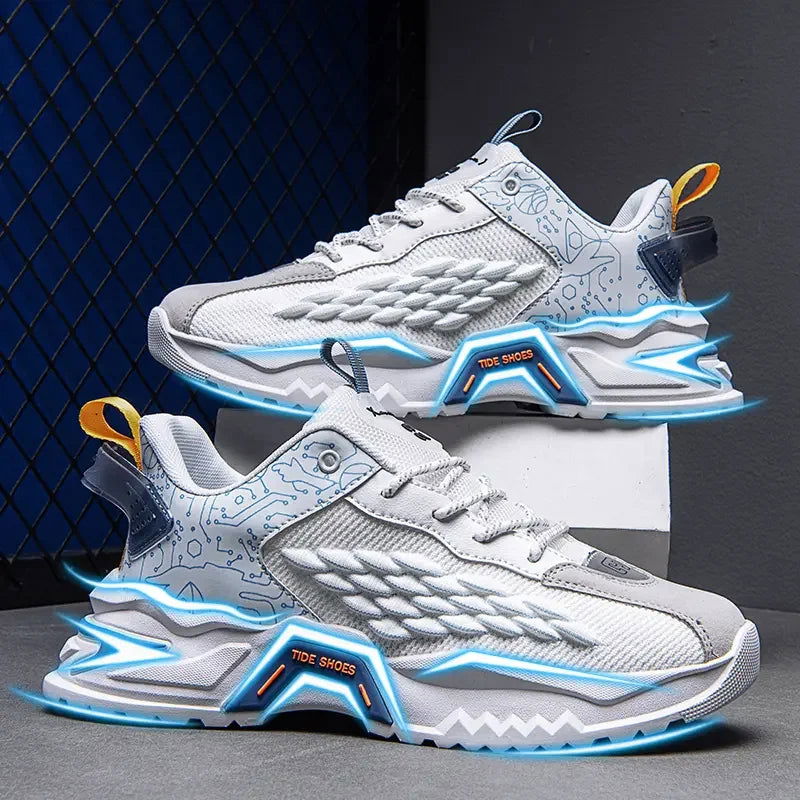 Fashion Outdoor Jogging Sports Shoes Mesh Breathable Cushioning Black Basket Running Shoes for Men - Kart It Up   -  