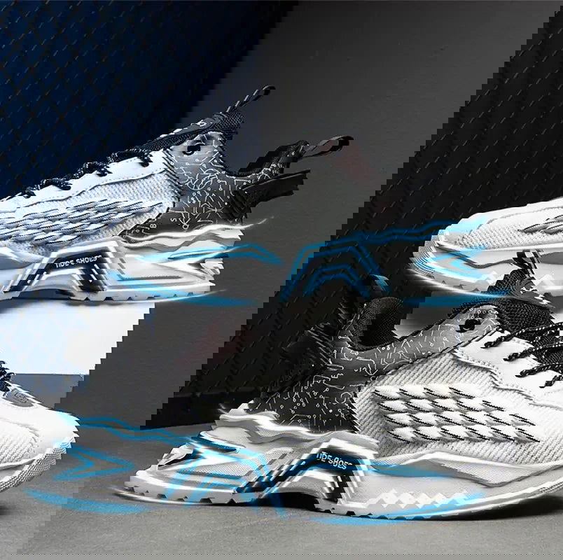Fashion Outdoor Jogging Sports Shoes Mesh Breathable Cushioning Black Basket Running Shoes for Men - Kart It Up   -  