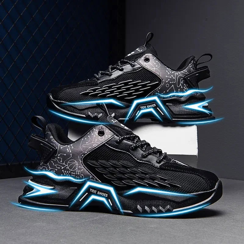 Fashion Outdoor Jogging Sports Shoes Mesh Breathable Cushioning Black Basket Running Shoes for Men - Kart It Up   -  